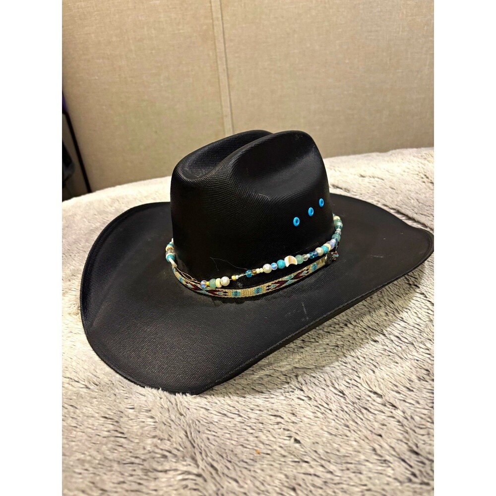 Lone Star 7001 Skyler Black Western Cowboy Hat Beaded Hatband Size M